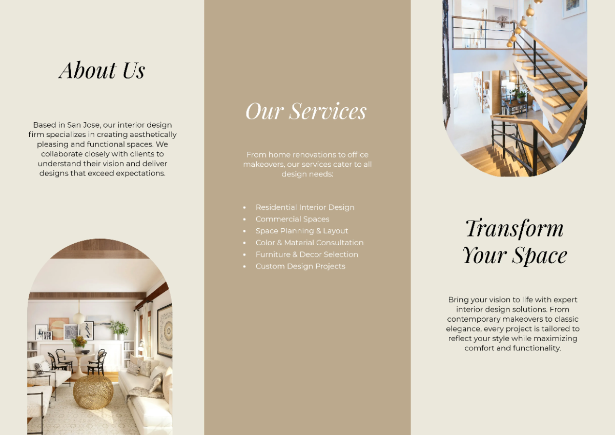 Free Brown A3 Interior Brochure Template to Edit Online