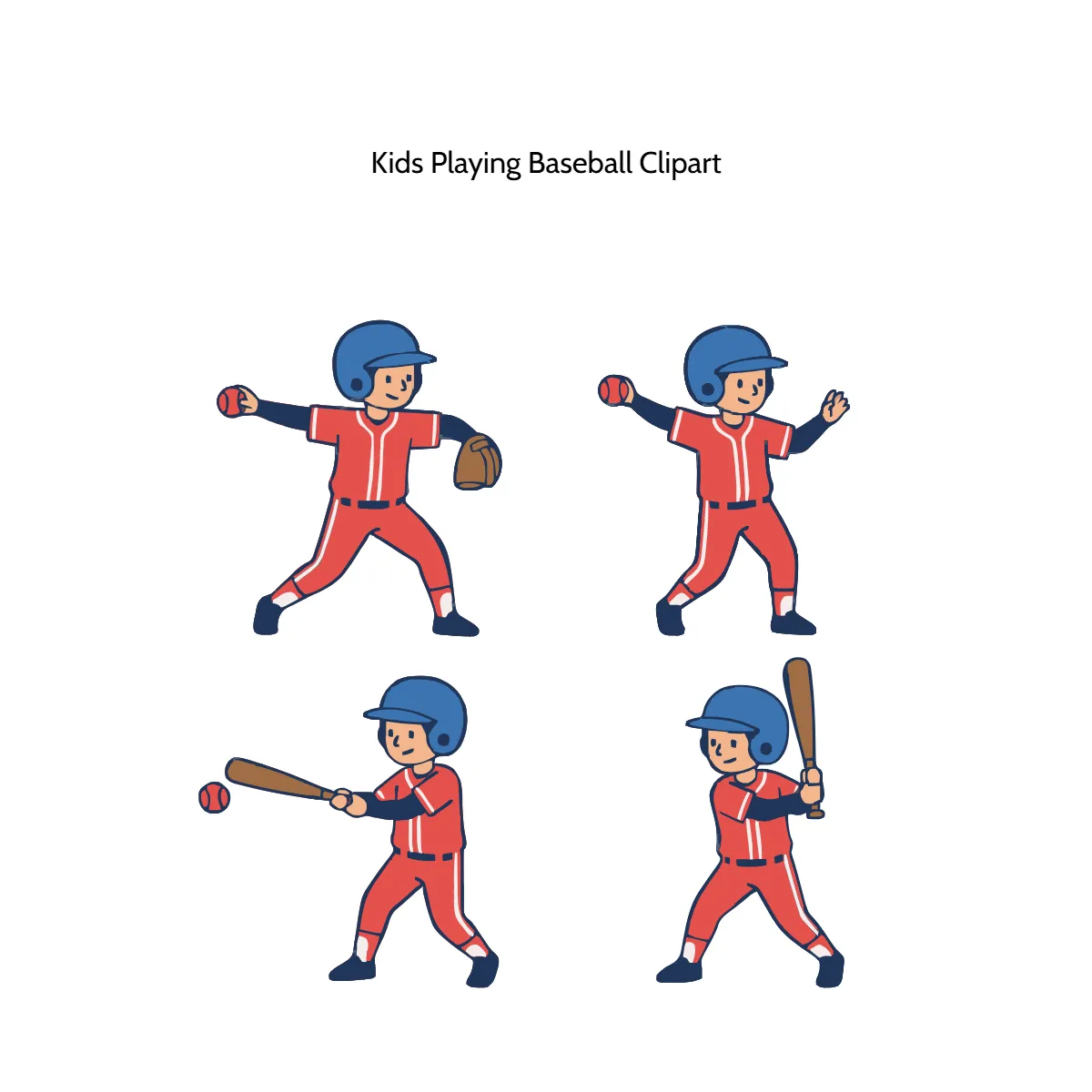 Free Kids Playing Baseball Vector Clipart (PNG, SVG) to Edit Online