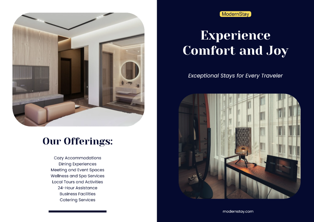 Free Modern A3 Hotel Brochure Template to Edit Online