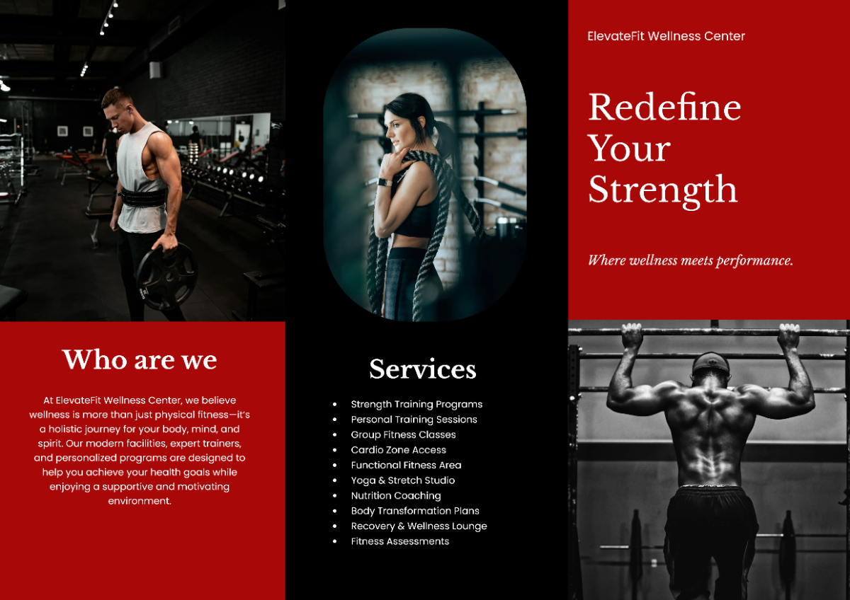 Free Aesthetic A3 Gym Brochure Template to Edit Online