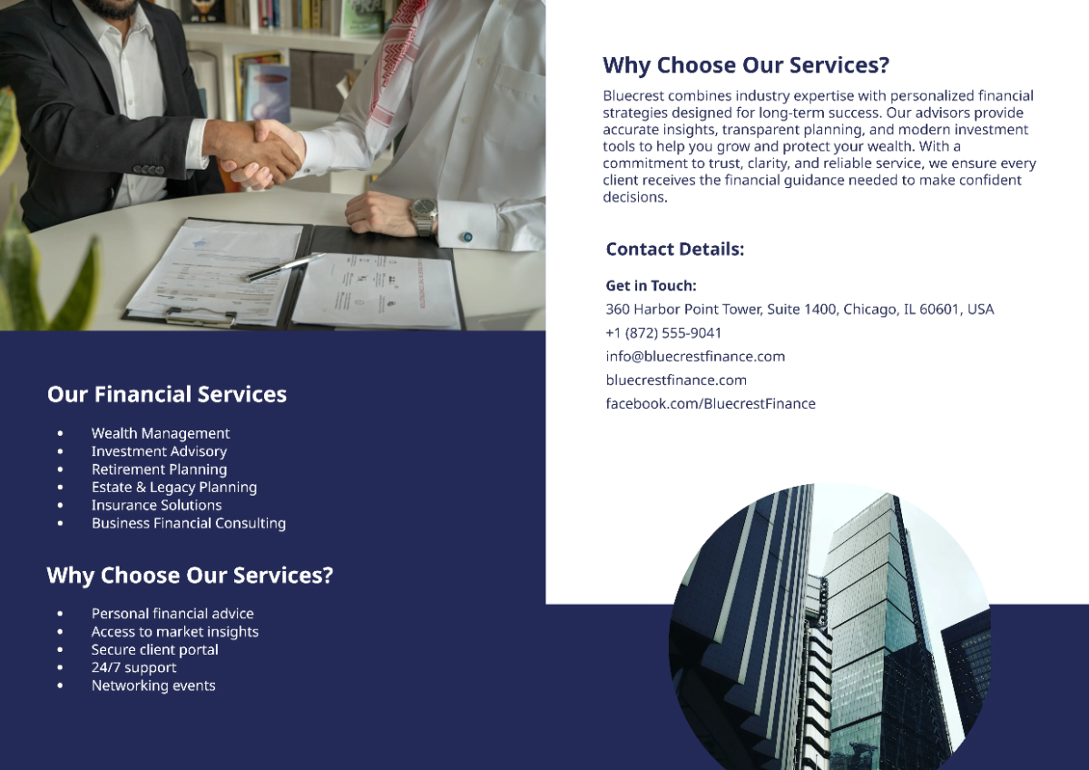 Free Blue A3 Finance Brochure Template to Edit Online