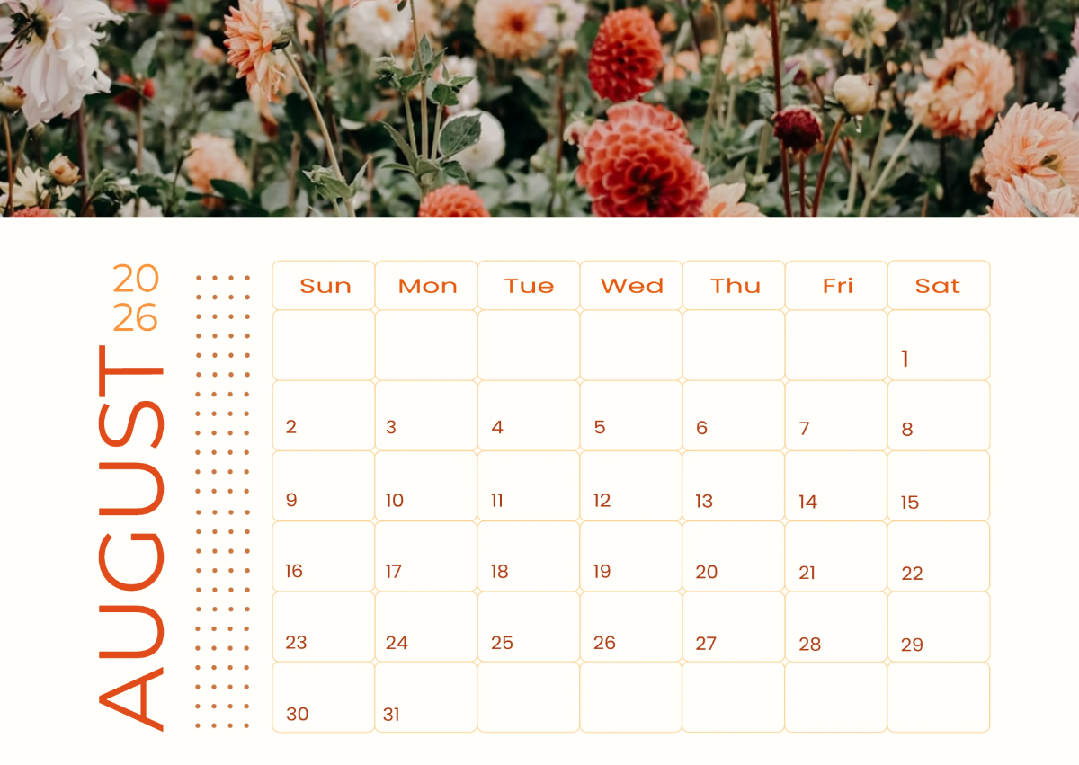 Free August 2026 Desk Calendar Template to Edit Online