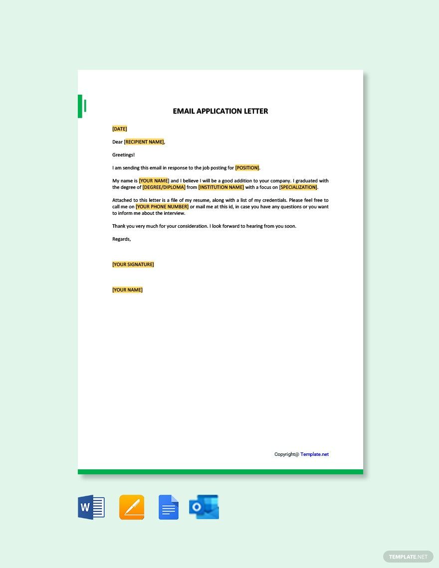 application letter email sample