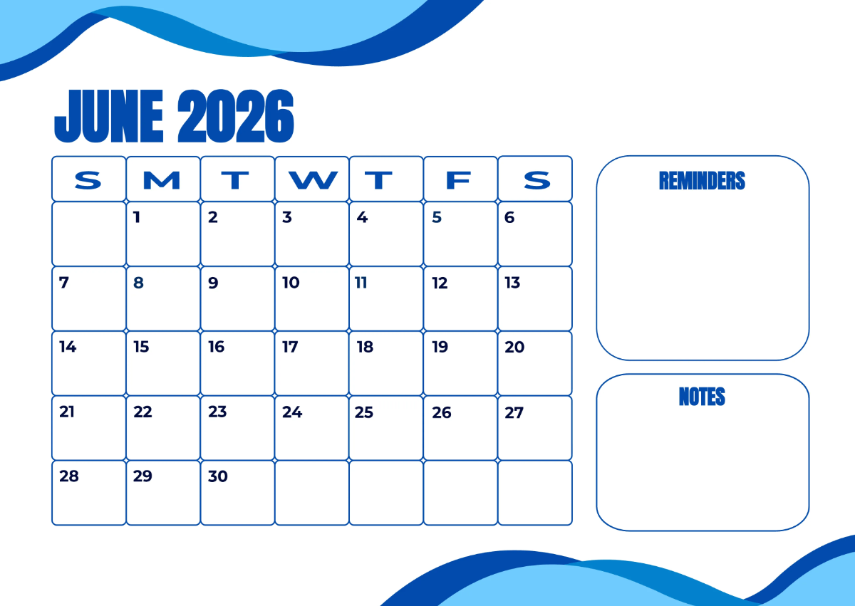 Free June 2026 Corporate Desk Calendar Template to Edit Online