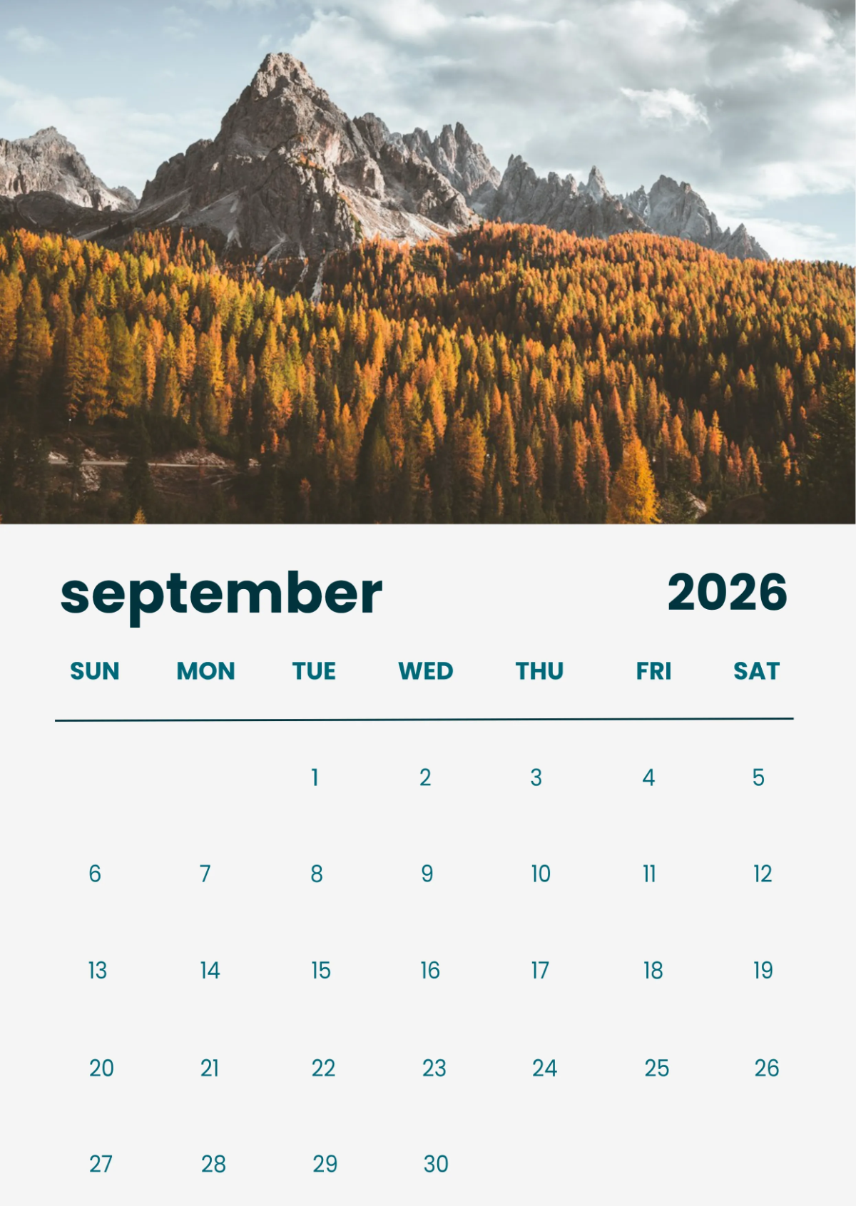 Free September 2026 Wall Calendar  Template to Edit Online