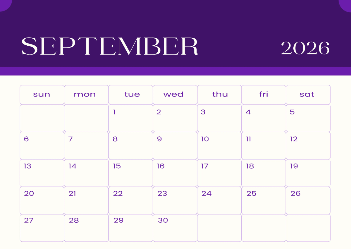 Free September 2026 Desk Calendar Template to Edit Online