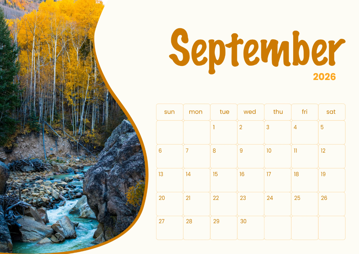 Free September 2026 Photo Calendar Template to Edit Online