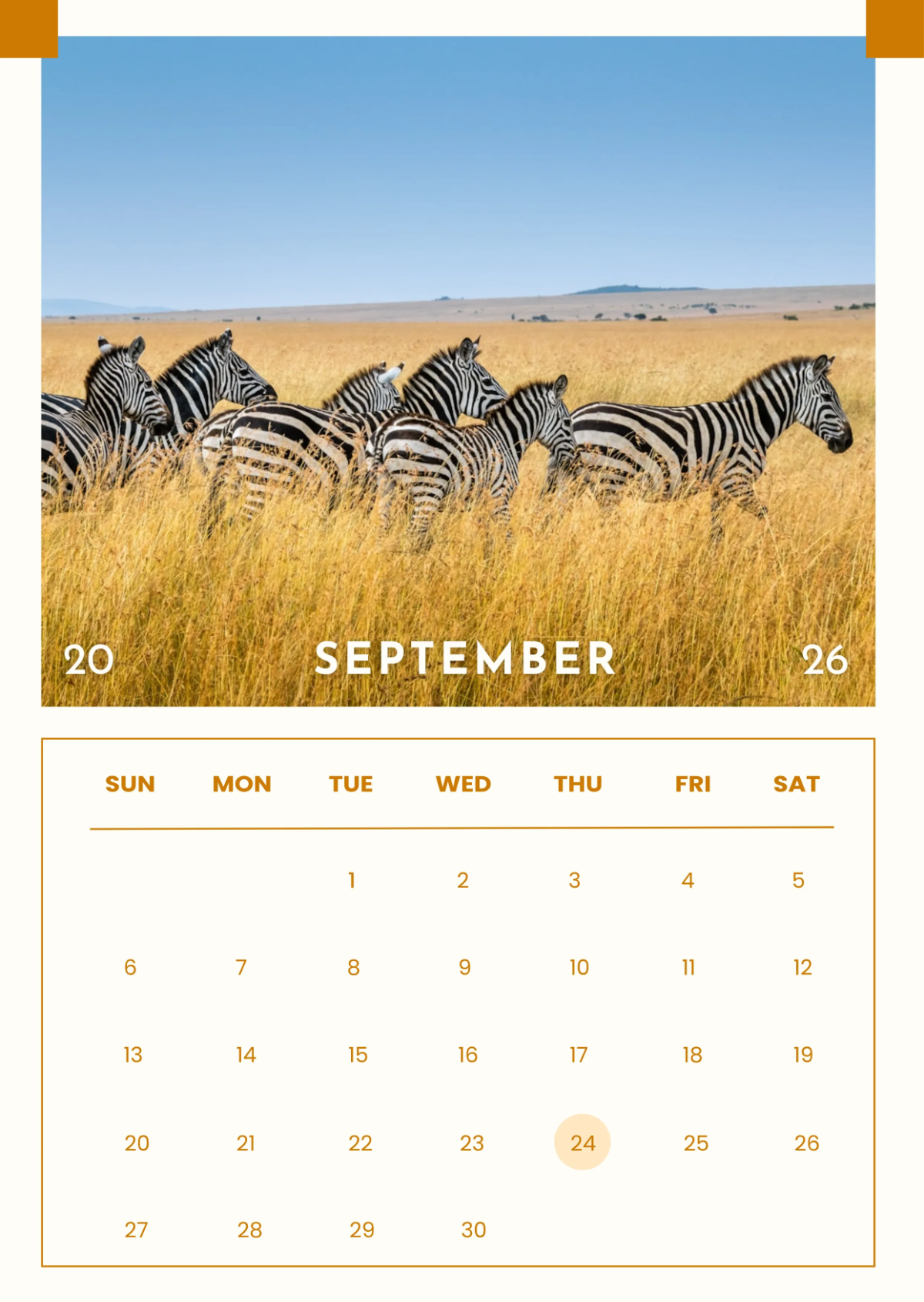 Free September 2026 African Calendar Template to Edit Online