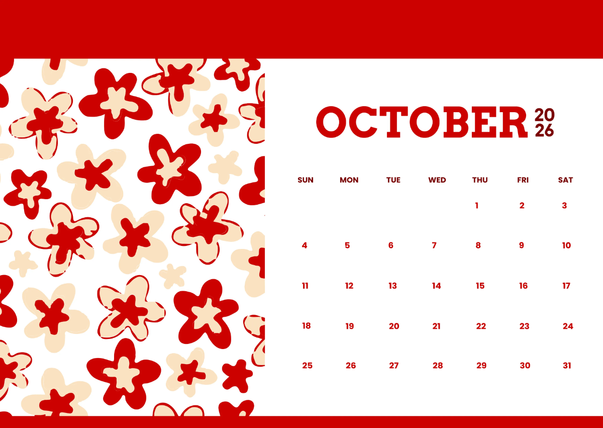 Free October 2026 Desk Calendar Template to Edit Online Free October 2026 Desk Calendar Template to Edit Online