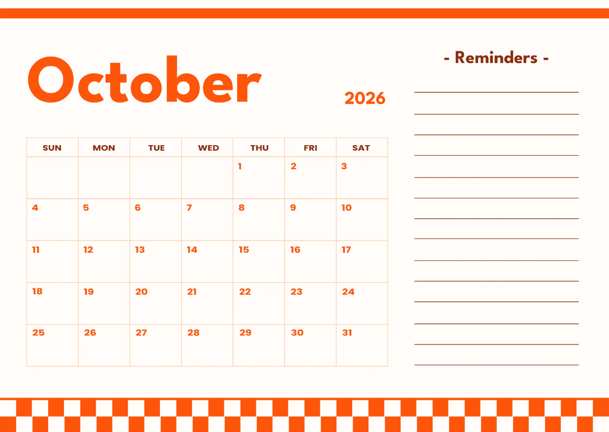 Free October 2026 Calendar with Reminders Template to Edit Online Free October 2026 Calendar with Reminders Template to Edit Online