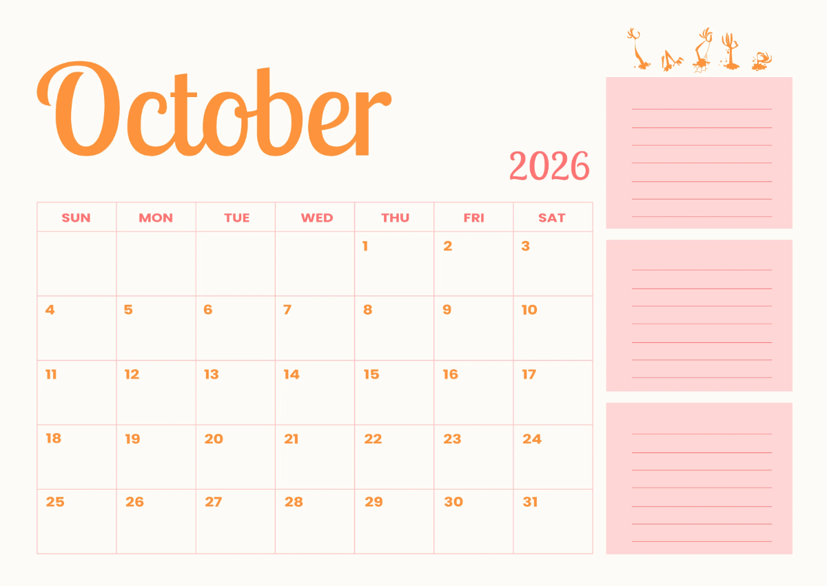 Free October 2026 Calendar with Mini Planner Template to Edit Online Free October 2026 Calendar with Mini Planner Template to Edit Online
