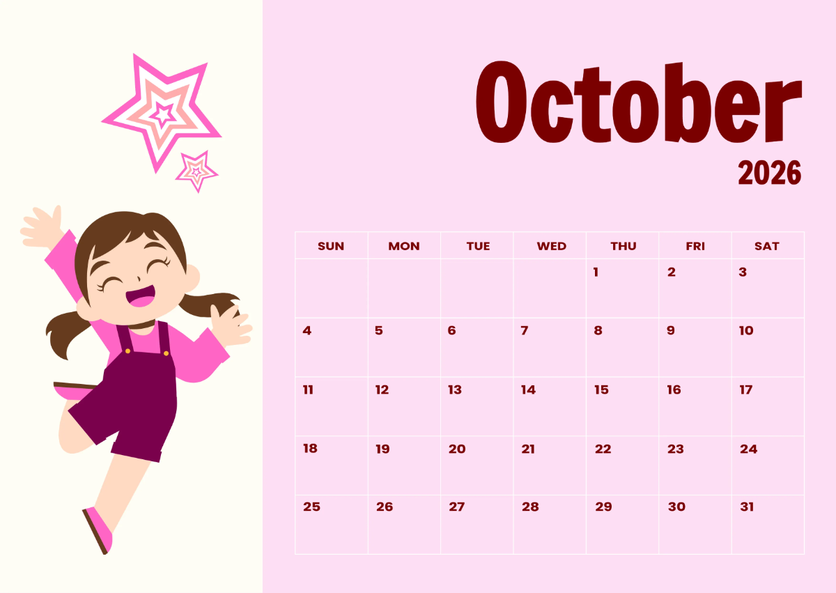 Free October 2026 Preschool Calendar Template to Edit Online Free October 2026 Preschool Calendar Template to Edit Online