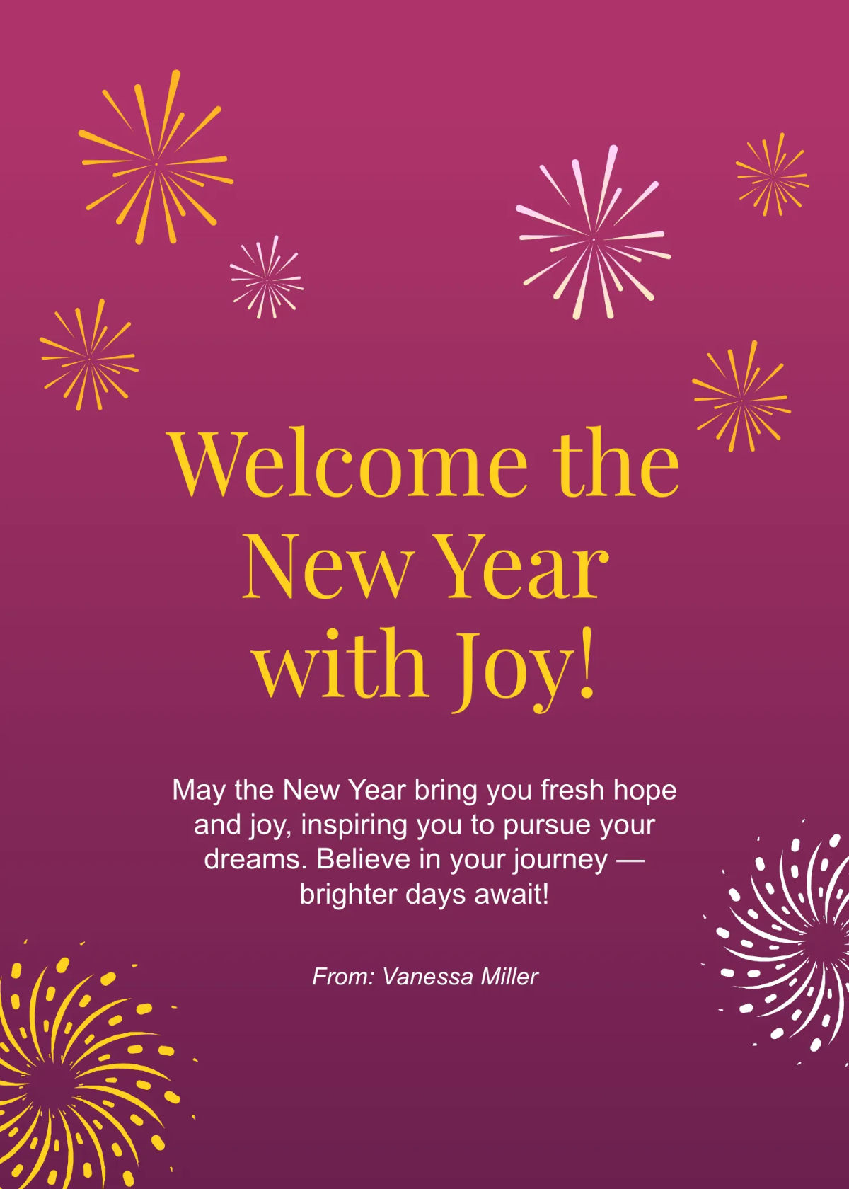 Free Beautiful New Year Wishes Template to Edit Online