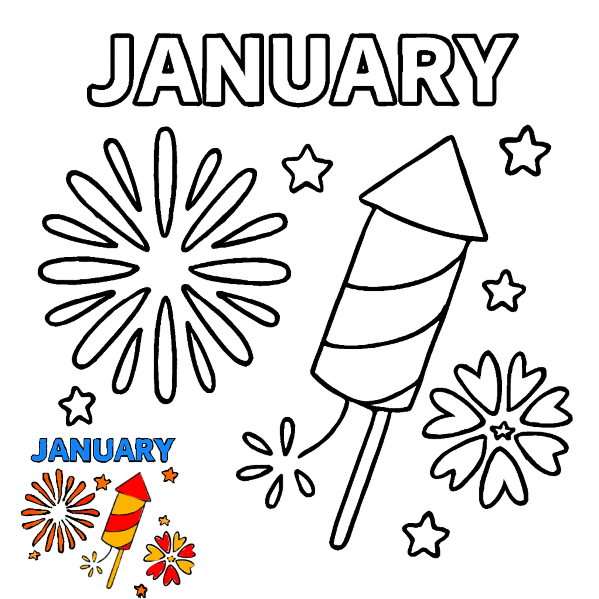Free Simple January Coloring Page Template to Edit Online Free Simple January Coloring Page Template to Edit Online