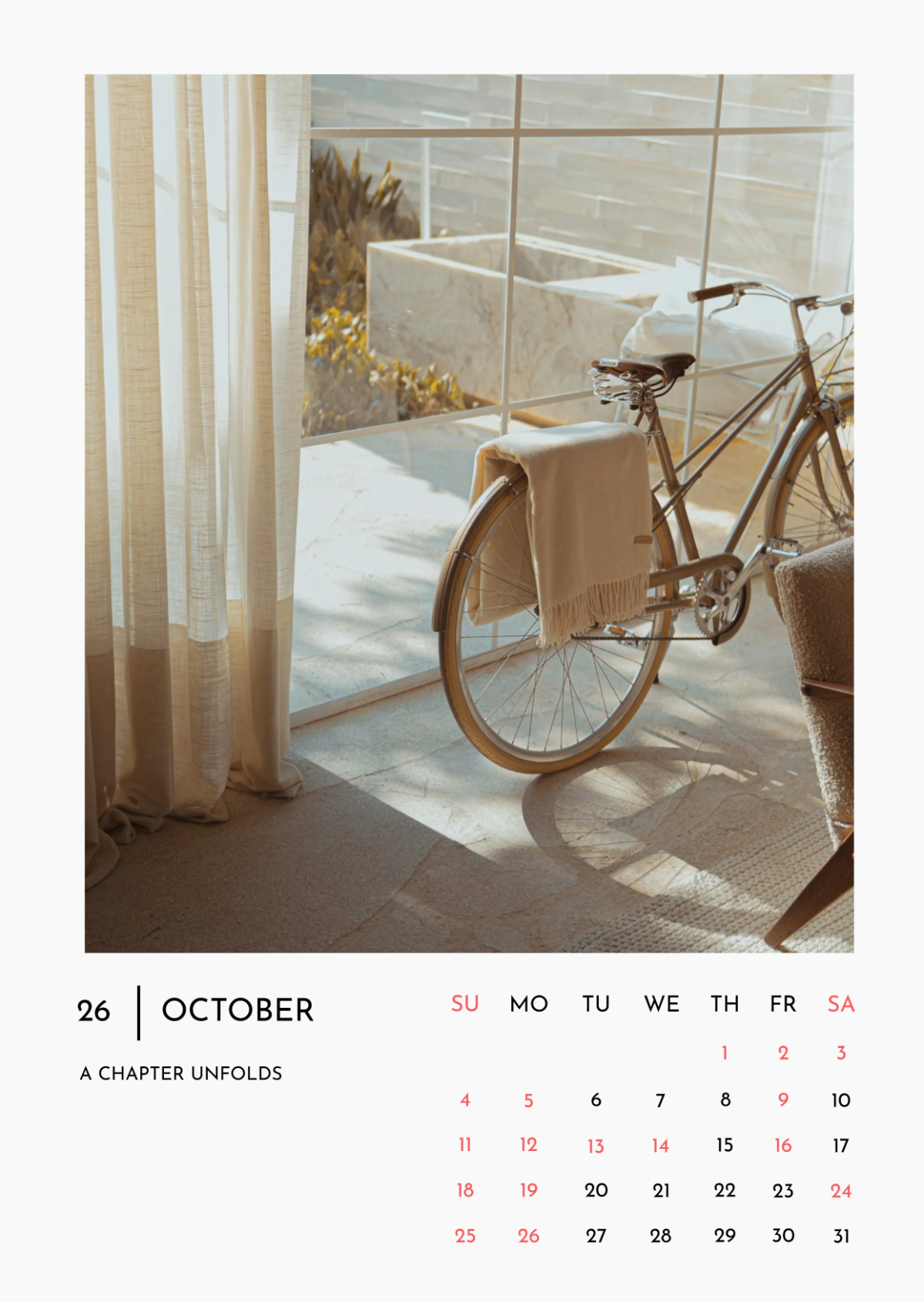 Free October 2026 Family Photo Calendar Template to Edit Online