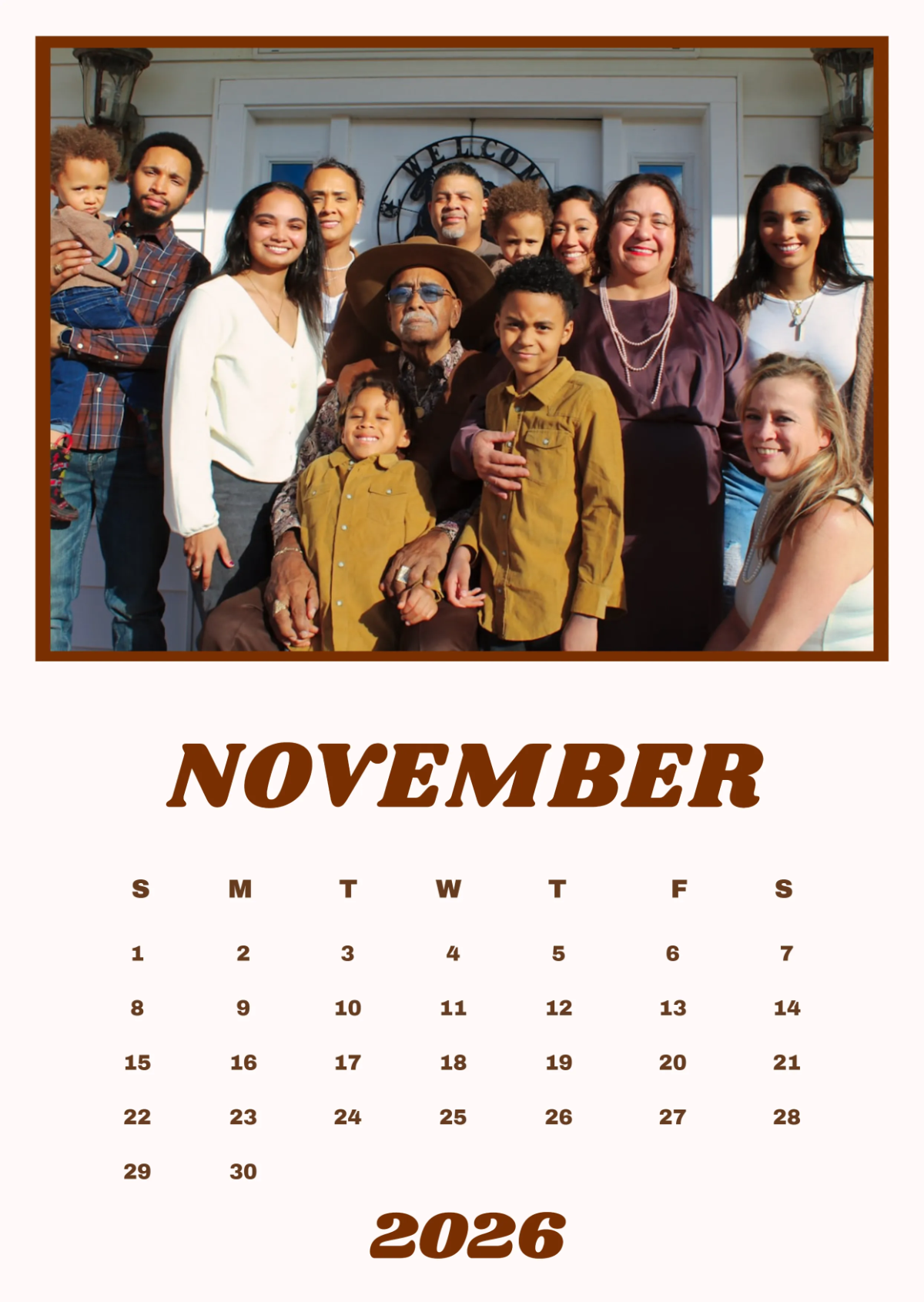 November 2026 Photo Calendar Template