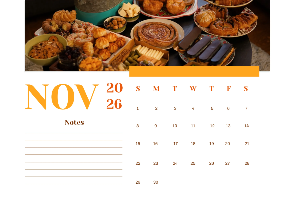 November 2026 Feast Calendar Template