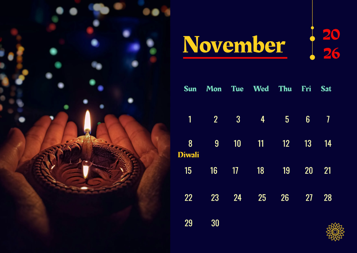 November 2026 Diwali Calendar Template