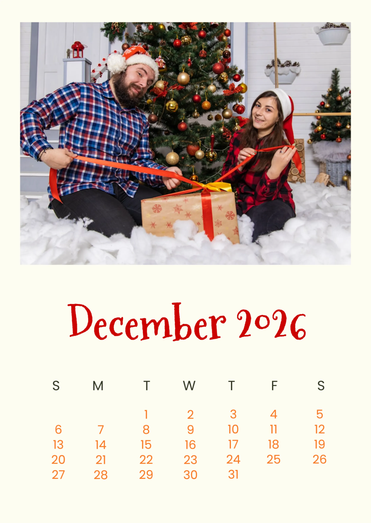 Free December 2026 Family Calendar Template to Edit Online