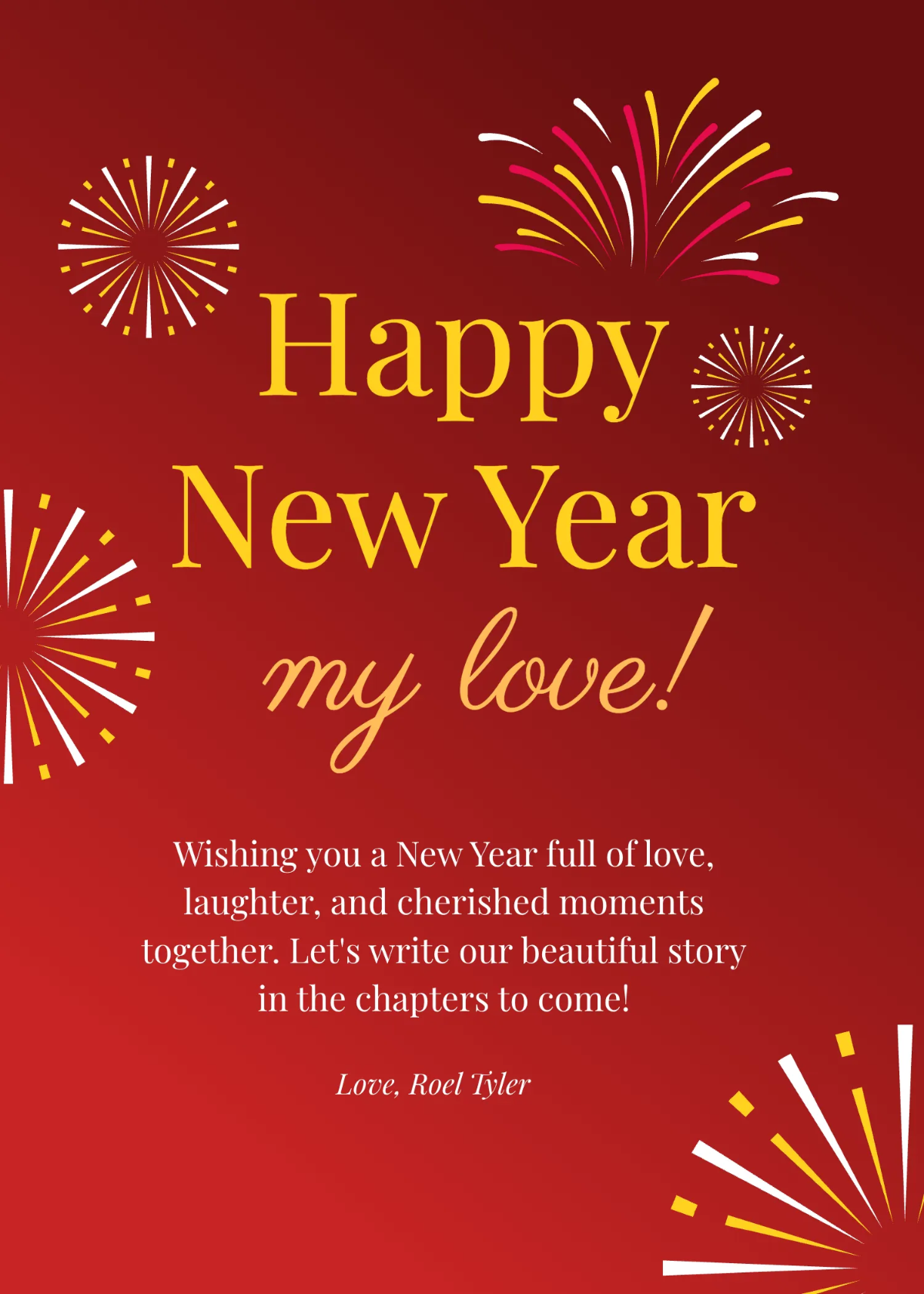 Free Romantic New Year Wishes Template to Edit Online