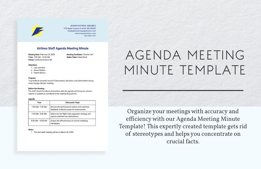 Simple Meeting Agenda Template - Google Docs, Word, Apple Pages ...