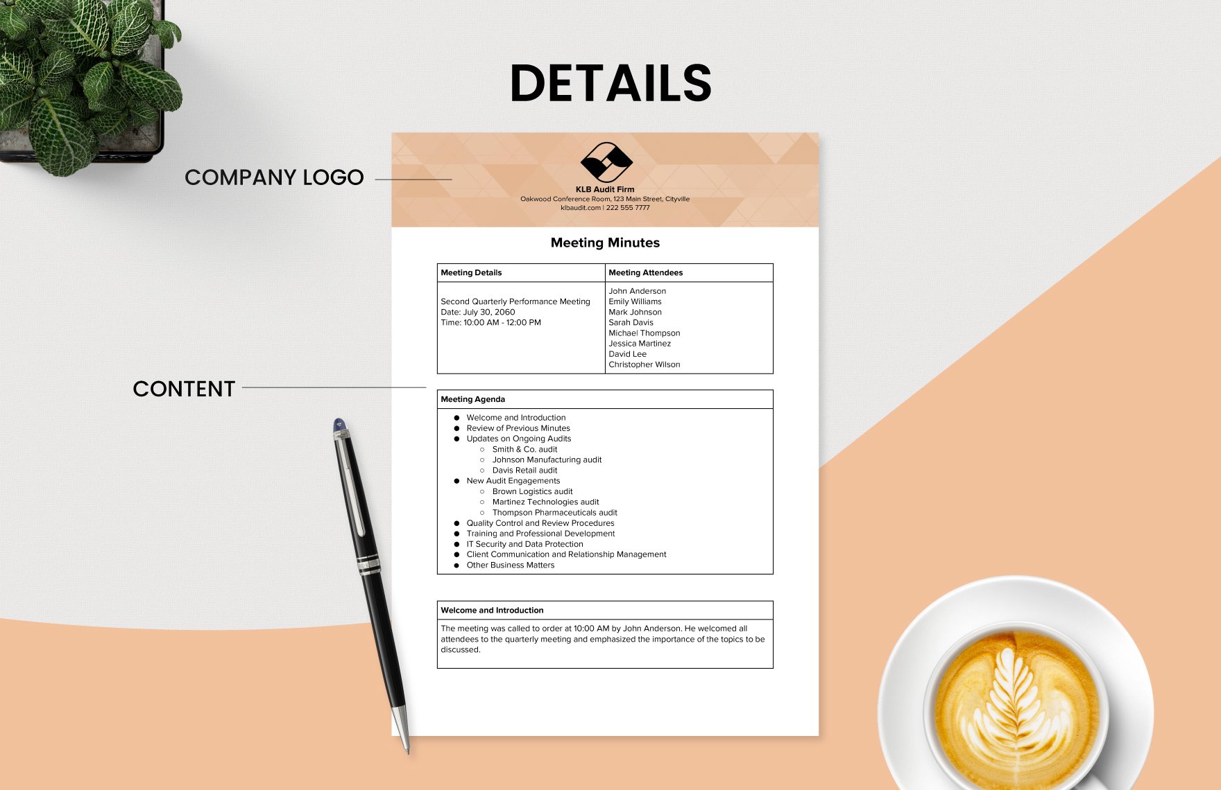 Meeting Minutes with Agenda Template