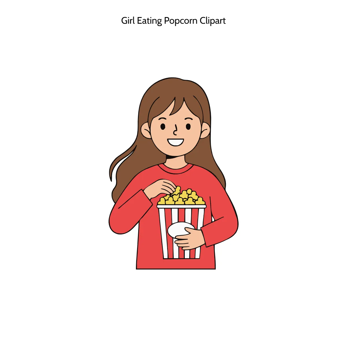 Free Girl Eating Popcorn Vector Clipart (PNG, SVG) to Edit Online