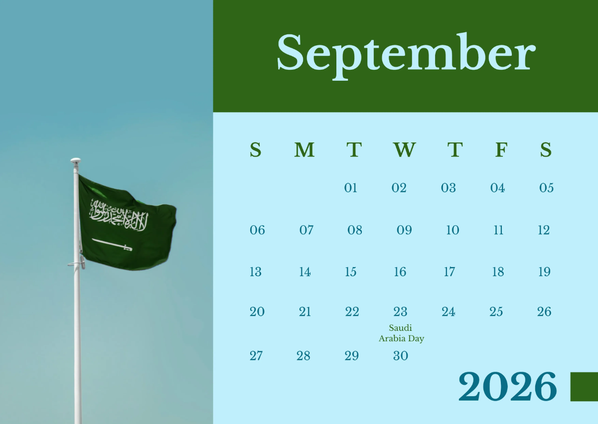 Free September 2026 Arab Calendar Template to Edit Online