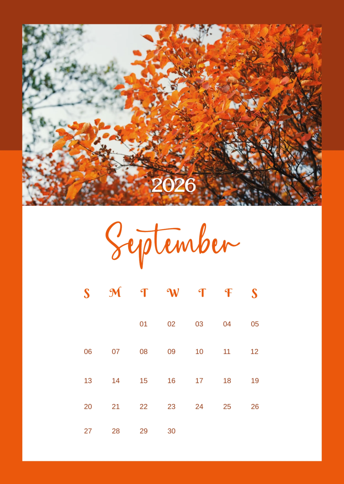 Free September 2026 Mid-Autumn Calendar Template to Edit Online