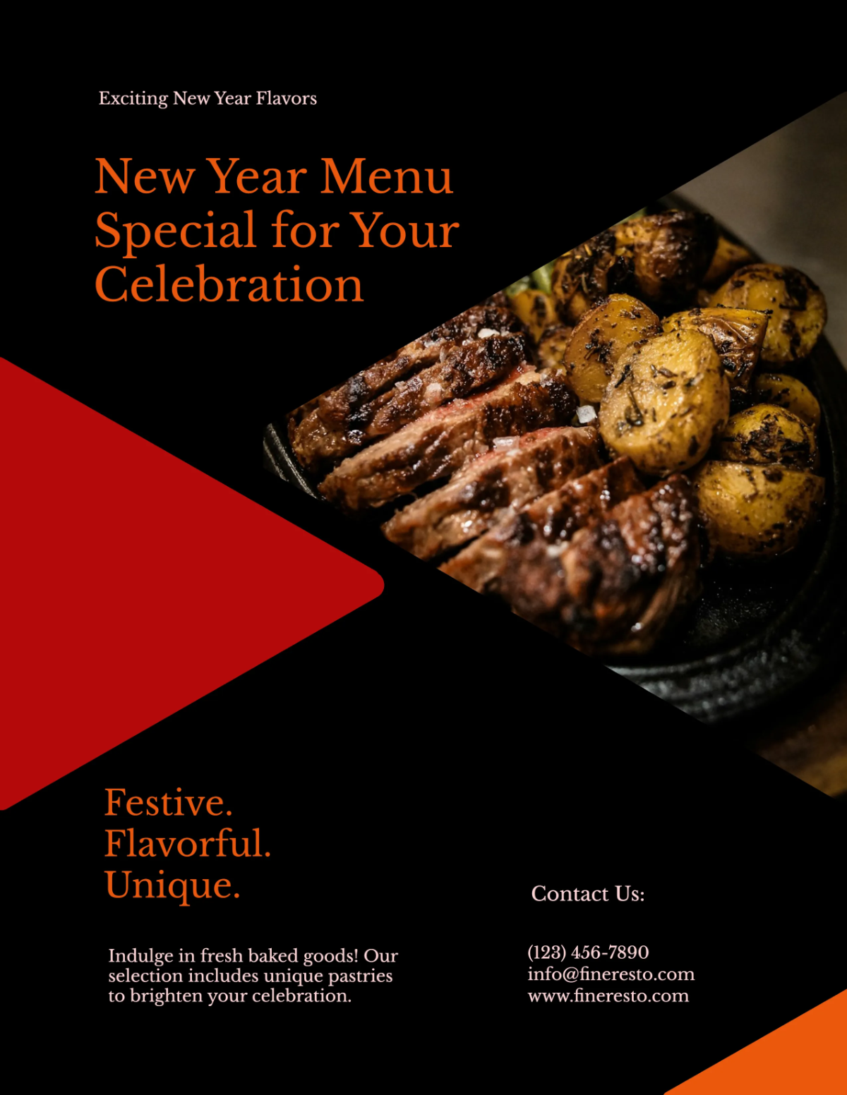 Free New Year Featured Menu Flyer Template to Edit Online
