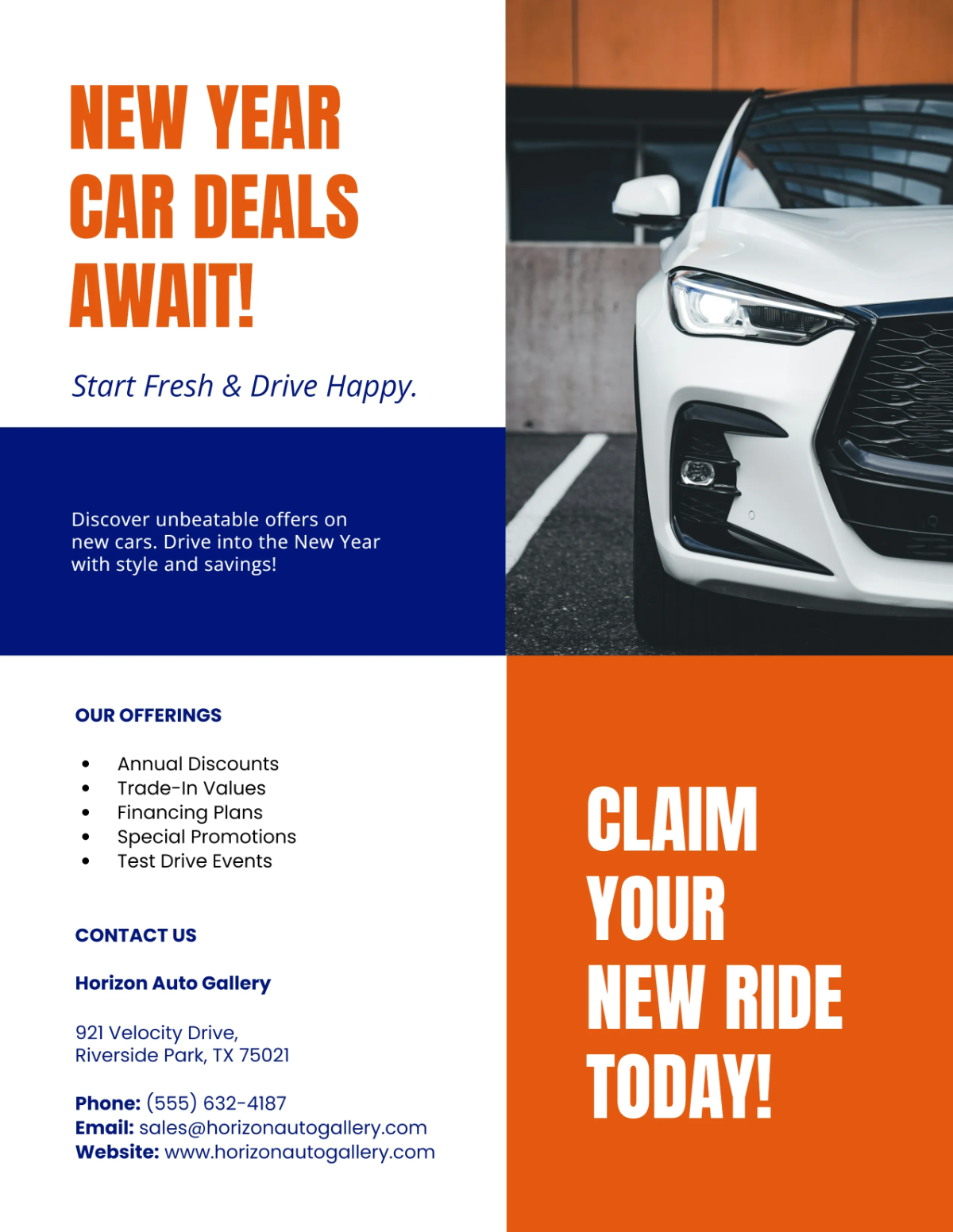 Free Happy New Year Car Promo Flyer Template to Edit Online