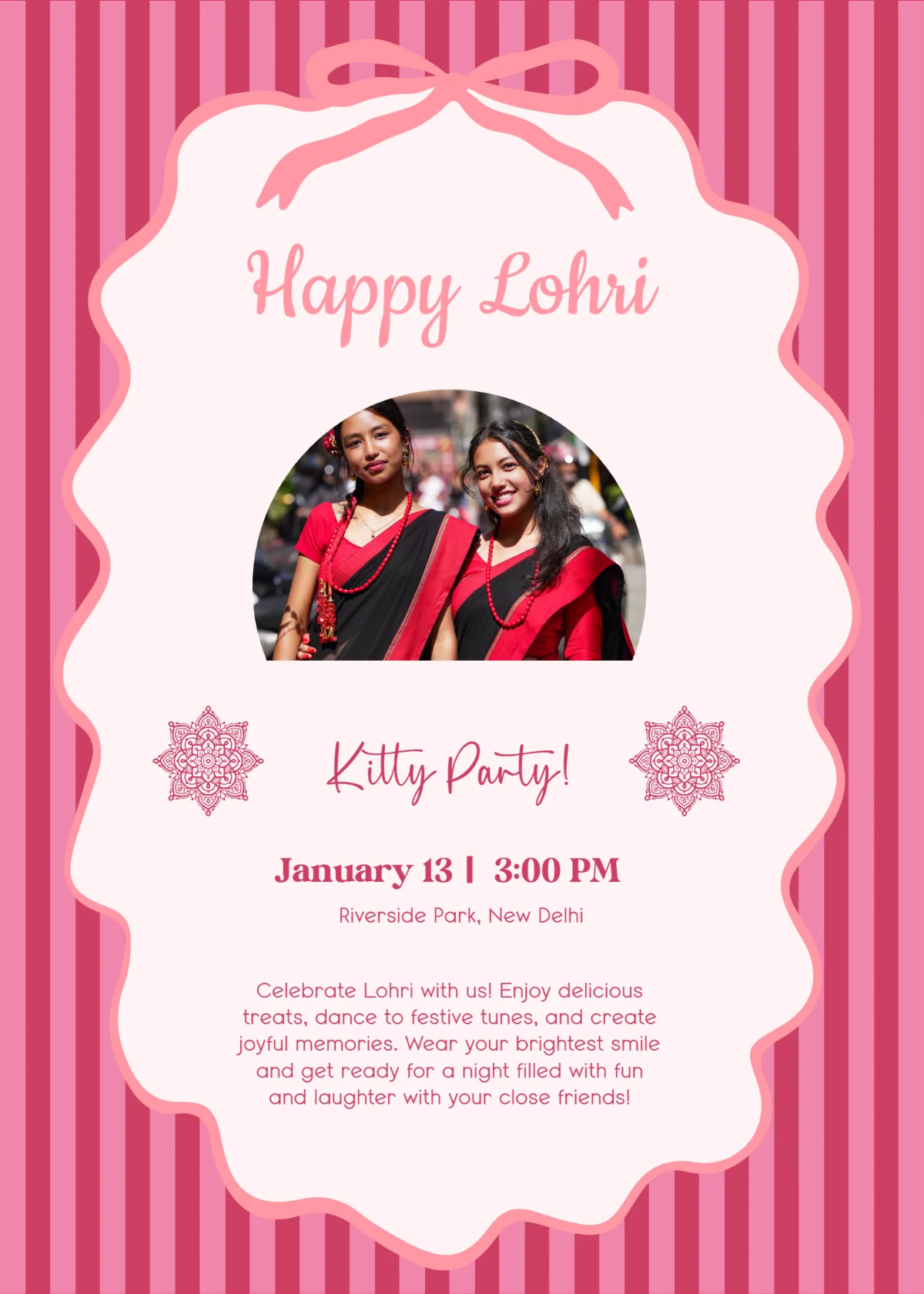 Free Happy Lohri Kitty Party Invitation to Edit Online Free Happy Lohri Kitty Party Invitation to Edit Online