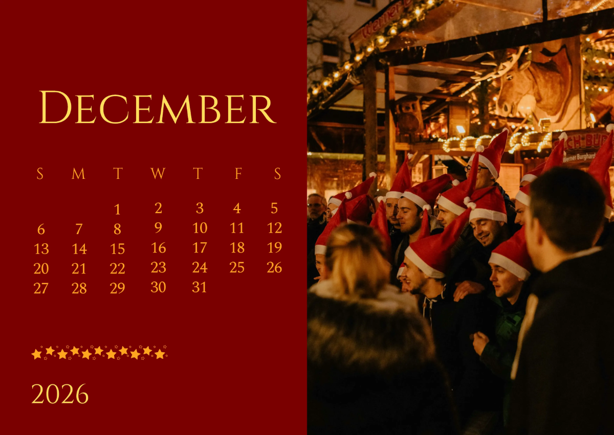 Free Festive December 2026 Calendar Template to Edit Online
