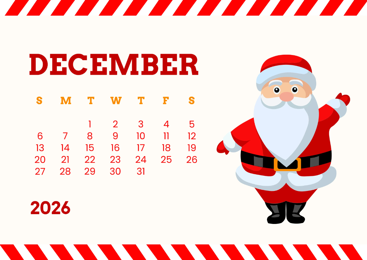 Free Jolly December 2026 Calendar Template to Edit Online