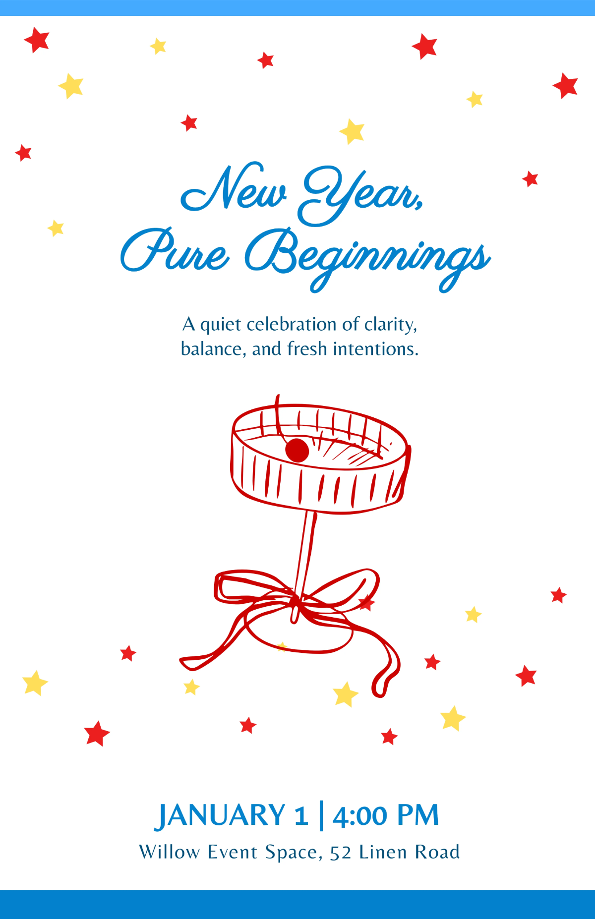 Free White New Year Poster Template to Edit Online