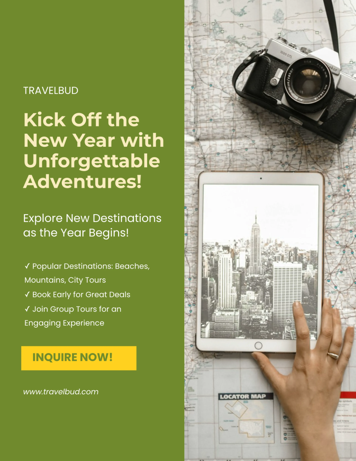 Free New Year Travel Flyer Template to Edit Online