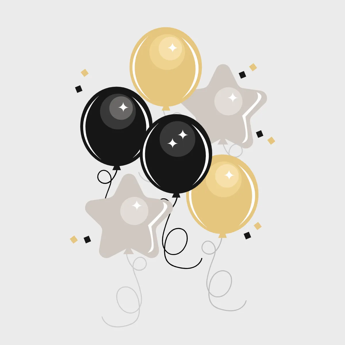 Free New Year's Eve Balloons Clipart Templates to Edit Online