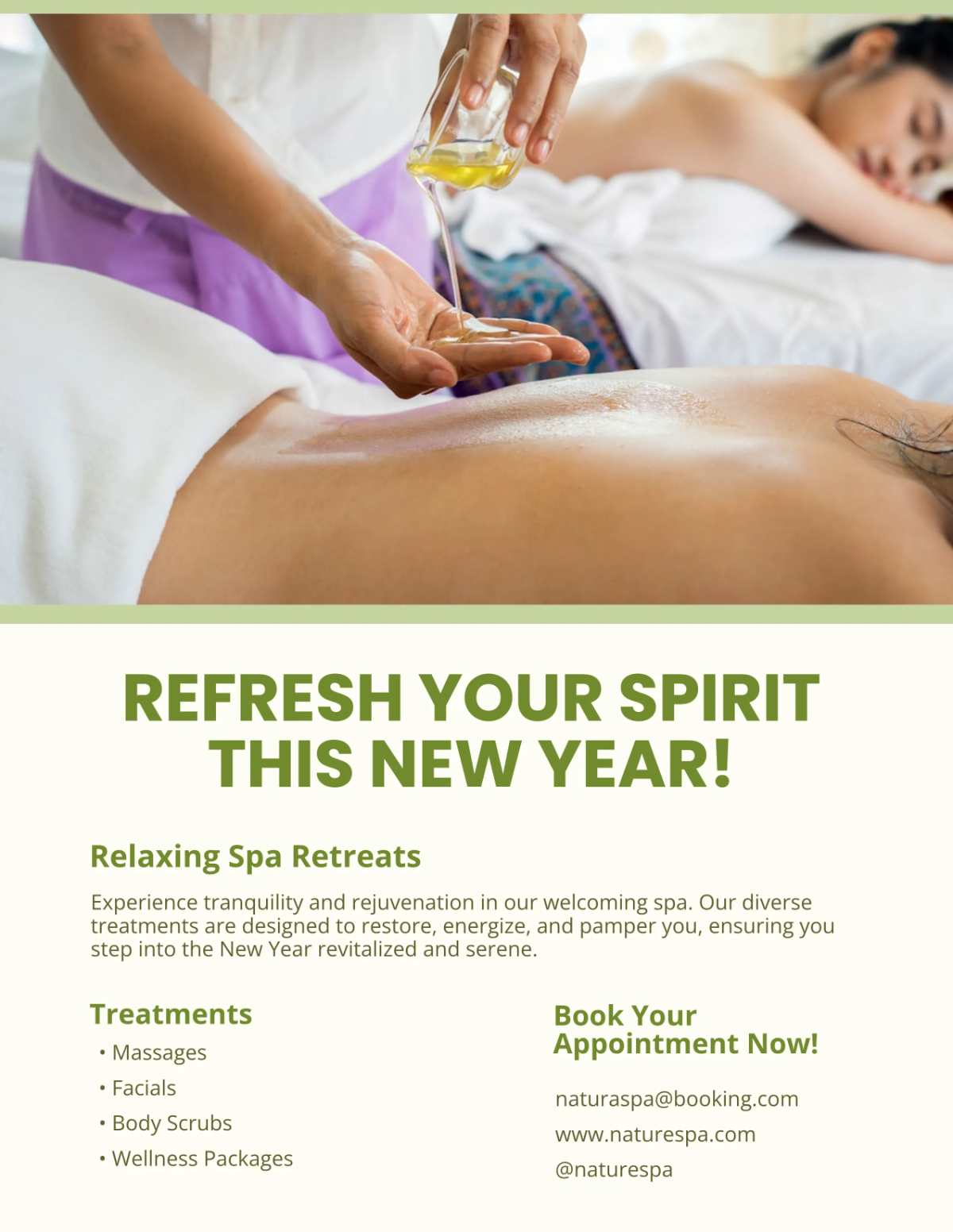 Free New Year Spa Flyer Template to Edit Online