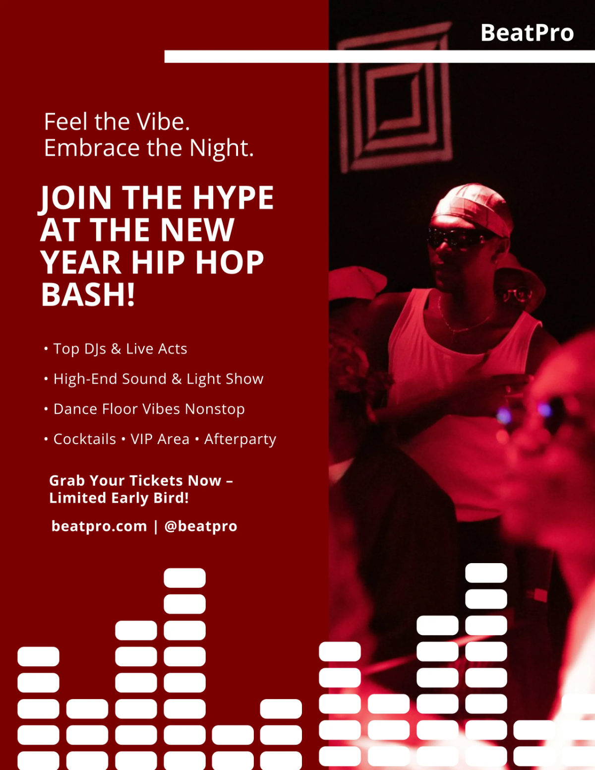 Free New Year Hip Hop Party Flyer Template to Edit Online