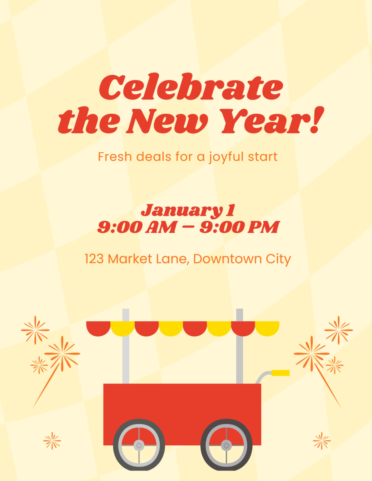 Free New Year Supermarket Flyer Template to Edit Online