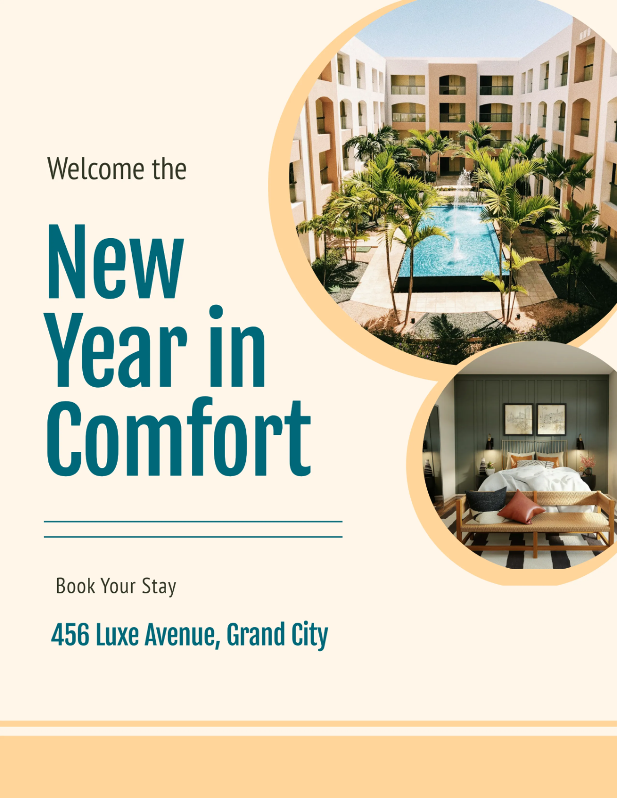 Free New Year Hotel Staycation Flyer Template to Edit Online