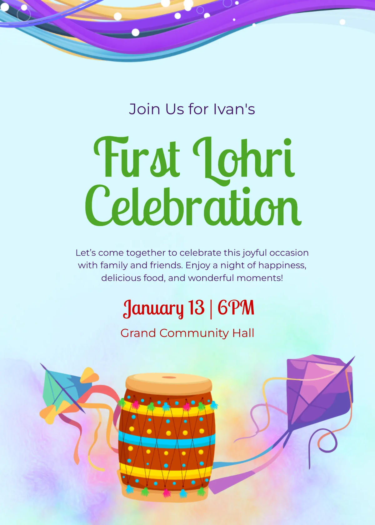Free Colorful First Lohri Invitation Template to Edit Online Free Colorful First Lohri Invitation Template to Edit Online