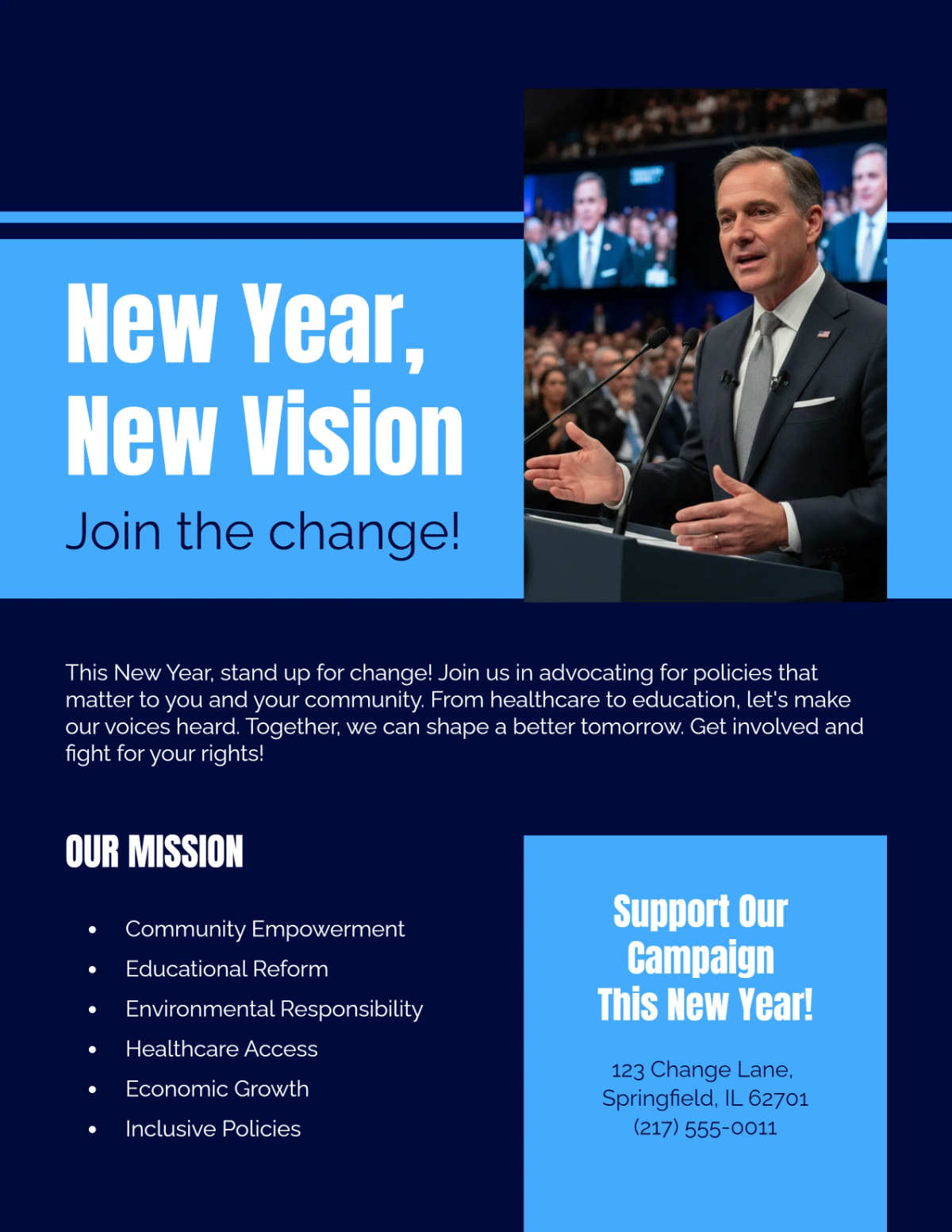 Free New Year Political Flyer Template to Edit Online