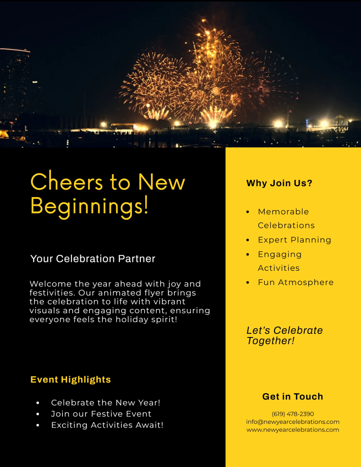 Free Animated New Year Flyer Template to Edit Online