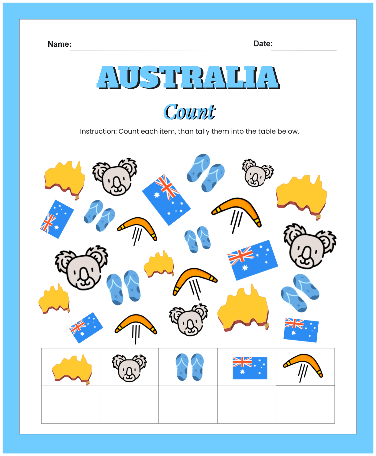 Free Australia Day Maths Count Worksheet Template to Edit Online Free Australia Day Maths Count Worksheet Template to Edit Online