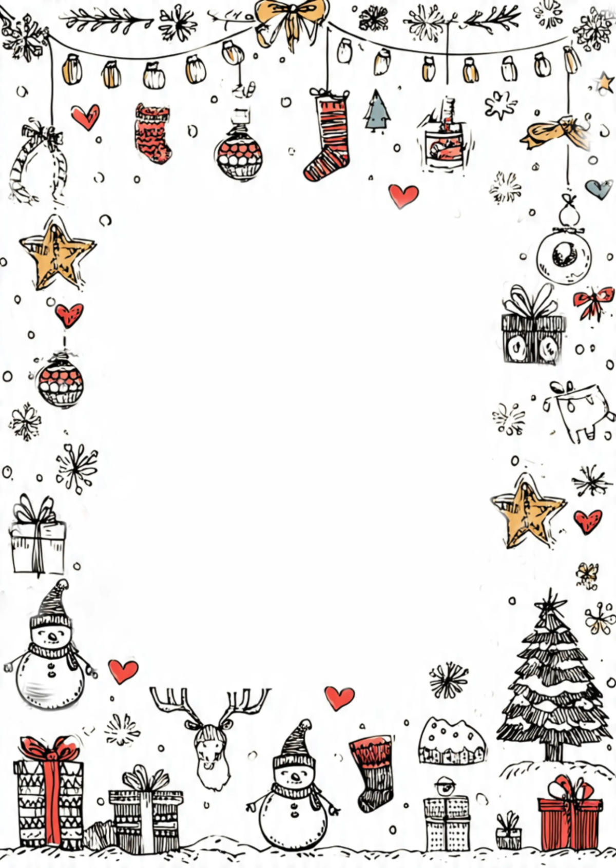 Free Christmas Drawing Border Template to Edit Online
