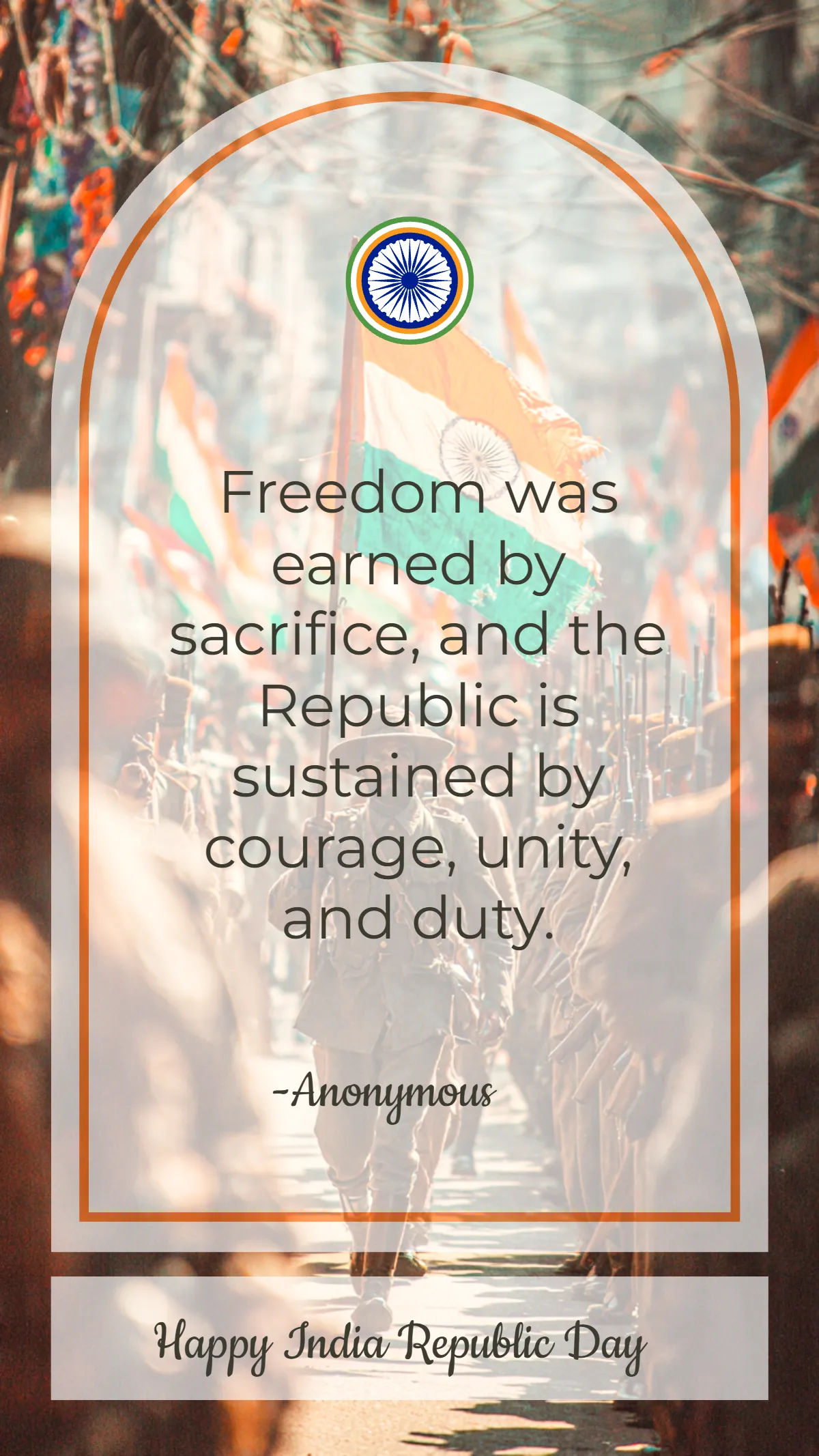 Free Heroic India Republic Day Quote Template to Edit Online