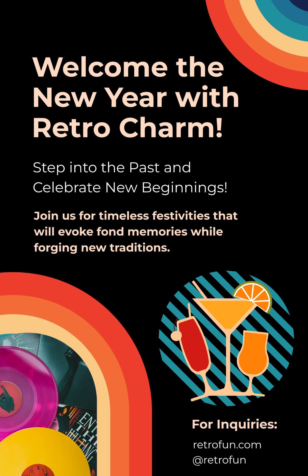 Free Retro New Year Poster Template to Edit Online