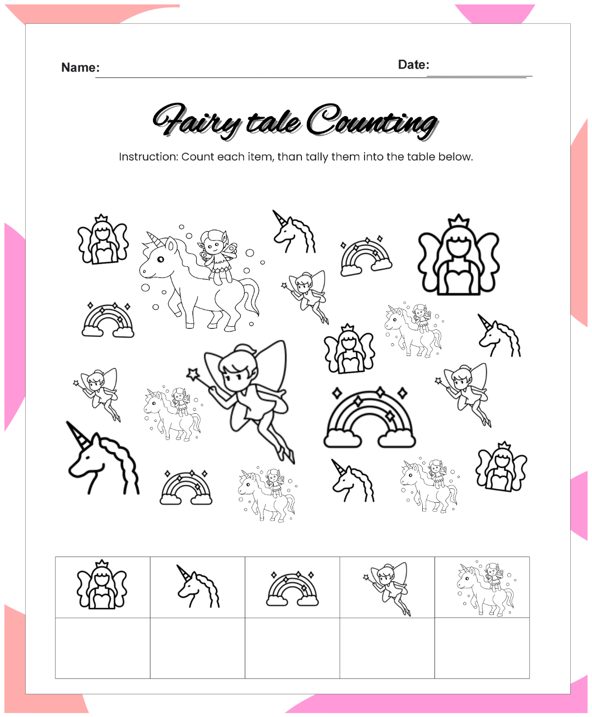 Free Fairy Tale Counting Worksheet Template to Edit Online Free Fairy Tale Counting Worksheet Template to Edit Online
