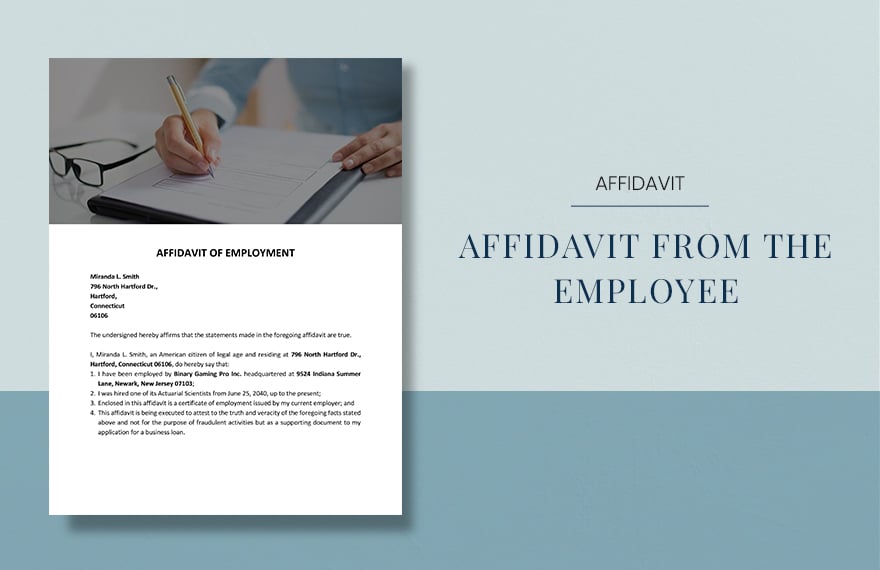 Affidavit from the Employee Template